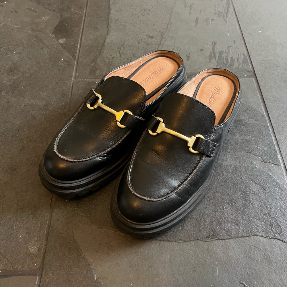 Madewell Lug Sole Loafer Mules with Gold Accent